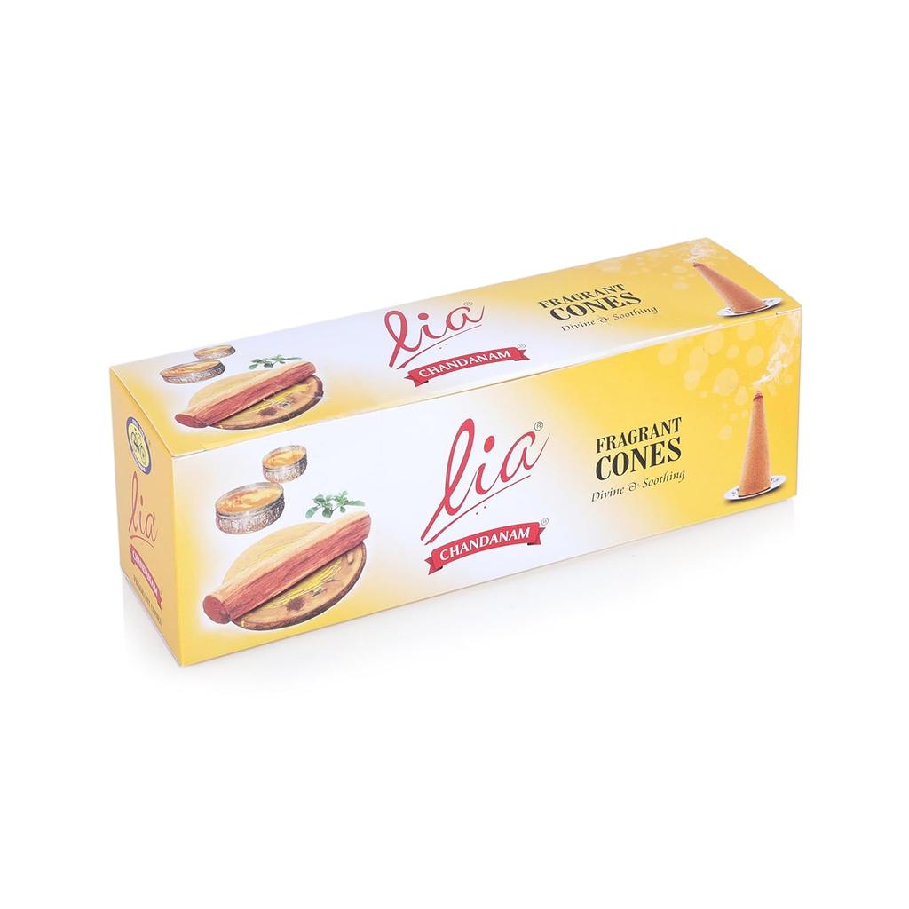 Cycle Pure Lia Chandanam Conuri Dhoop Parfumate Uscate Pachet de 1 cu Suport Gratuit pentru Puja, Meditație, Rituri 64N