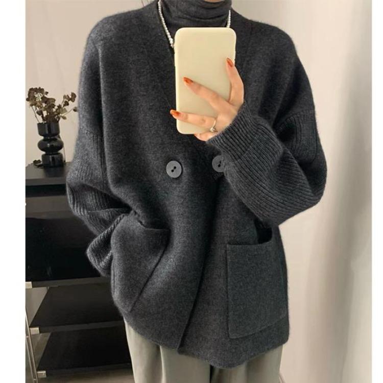 Women's Cardigans - Oversize Winter Cardigan Sweater Knitting Jacket Women Plus Size Casual Loose Fashion Solid Buttons Autumn Style