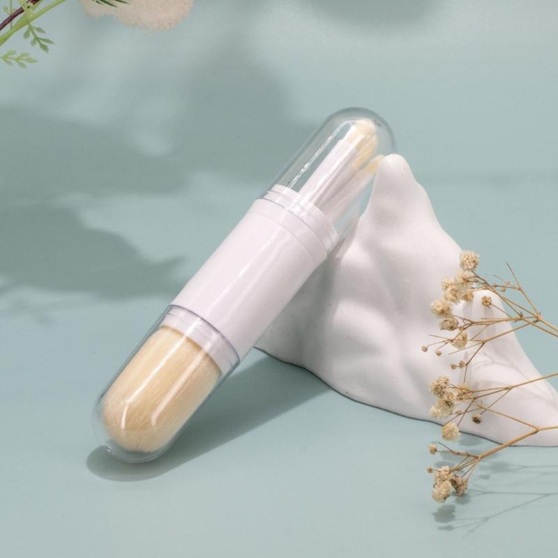 Multi Functional 4 in 1 Makeup Brush with Soft Bristles for Gentle Face Care for Travel or Home Cosmetic Beauty Needs