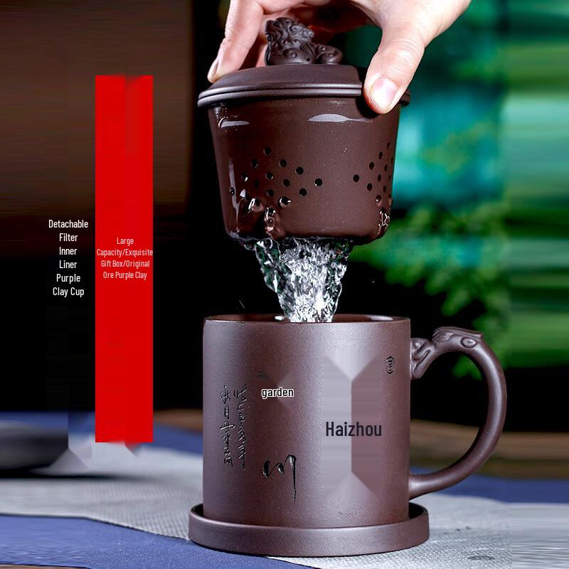 Yixing Zisha Purple Clay Tea Set - All Rivers Flow Into Sea