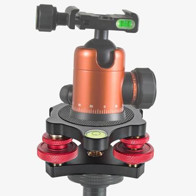 Tripod Head Leveling Base Camera Leveler Aluminum Alloy 3/8 Inch Thread Precise 3 Bubble Level Triple Wheel Leveler for Macro Pa