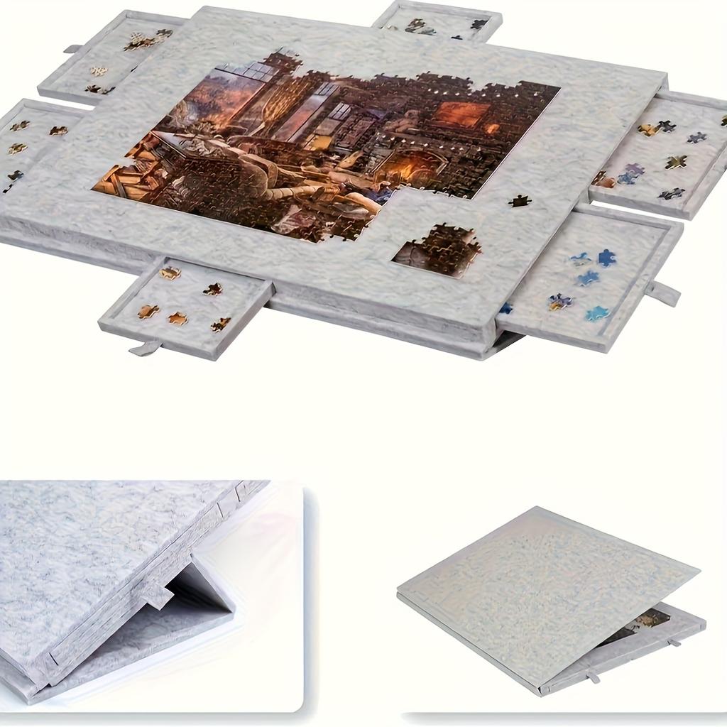 1 Set Professioneller Puzzle-Tisch mit 6 Schubladen, für 1000 Teile & Filzplatte, Inklusive Sichtdeckel & Ständer, Geschenkidee
