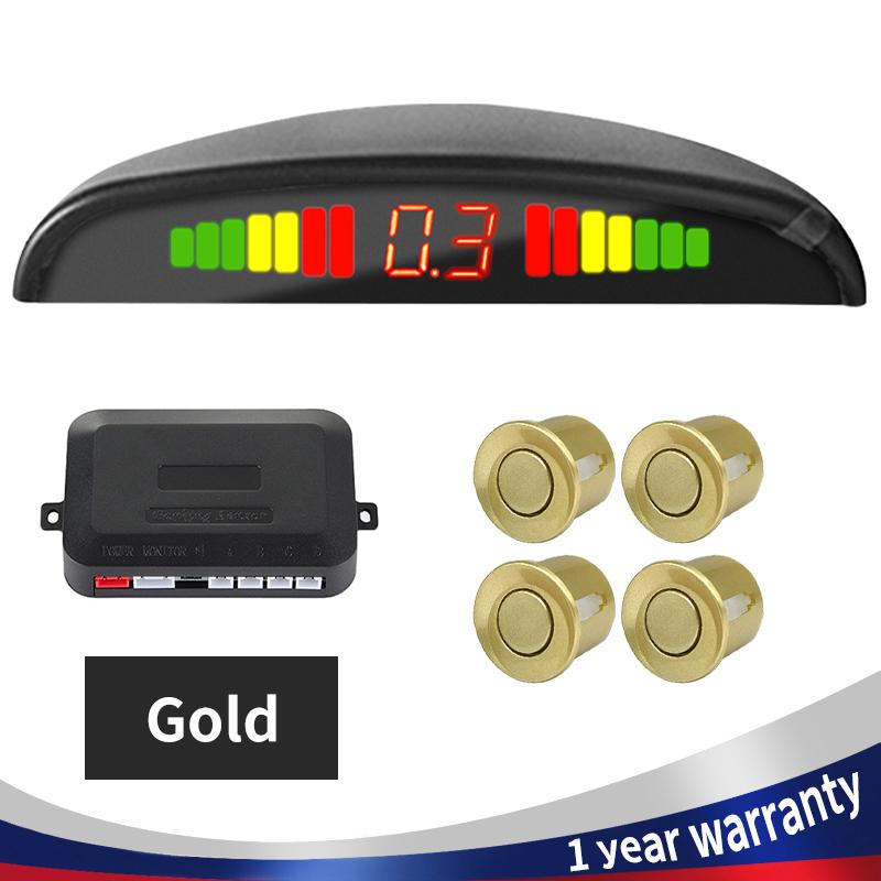 

Датчик парковки автомобиля, парковочный комплект, светодиодный дисплей 22 мм, 4 датчика, подсветка, система мониторинга радаров заднего хода, 8 цветов, 12 В золотой