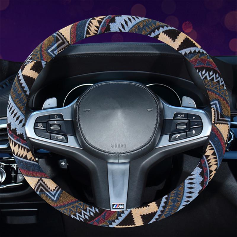 Ethnic Style Linen Steering Wheel Cover - Trendy, Unique Design