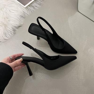 Fashion Summer New 2024 Sandal Woman Small Stiletto Heels Sexy Designer Sandals for Women Black Luxury Genuine Leather Red High Heeled