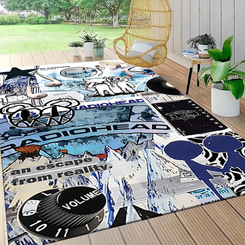 Radiohead Collage Art Carpet Rug Soft Washable Antislip Home Living Room Sofa Mats Personalized Christmas Rug