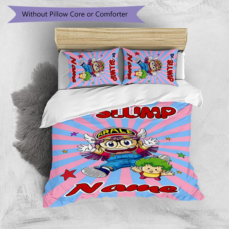 3pcs Custom Name Arale Norimaki Bedding Set Duvet Cover Closure Includes 1 Duvet Cover & 2 Pillowcases for All Seasons Bedroom Decor