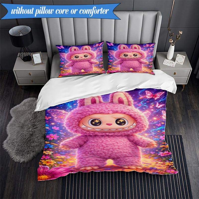 Fantasy Labu-bu Unicorn Journey Set Biancheria da Letto 3 Pezzi Gruppo Musicale K-pop, Ideale per Camera da Letto, Dormitorio, Include Copripiumino e 2 Federe, Regali per Fan
