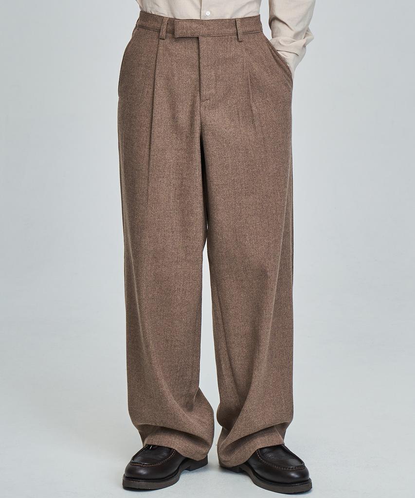 PRAIRIE Wool Relaxed Fit Slacks (Beige)