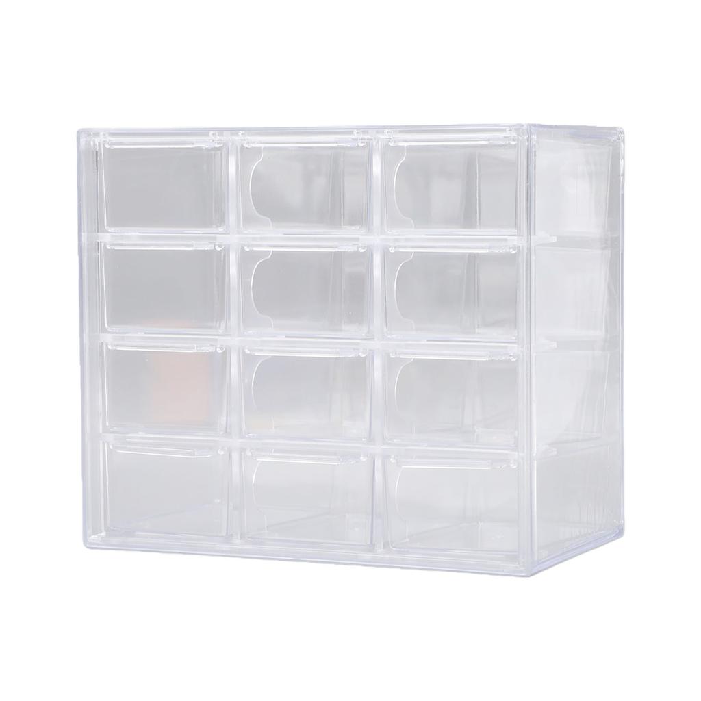 Large Capacity Daily Contact Lens Organizer Wall Mount Desktop Clear Drawer Daily Lens Storage Case 12 Grids Transparent