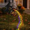 Outdoor Halloween Decorations Witch Cauldron Garden Light, Metal Yard Stake with LED String Pathway Lights Lights, Waterproof Pot Statue for Lawn Path