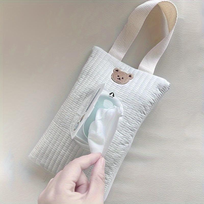 1pc Cute Cartoon Animal Fabric Tissue Holder, Portable Pull-Out Wet Tissue Storage Bag with Handle, Suitable for Car and Travel Use