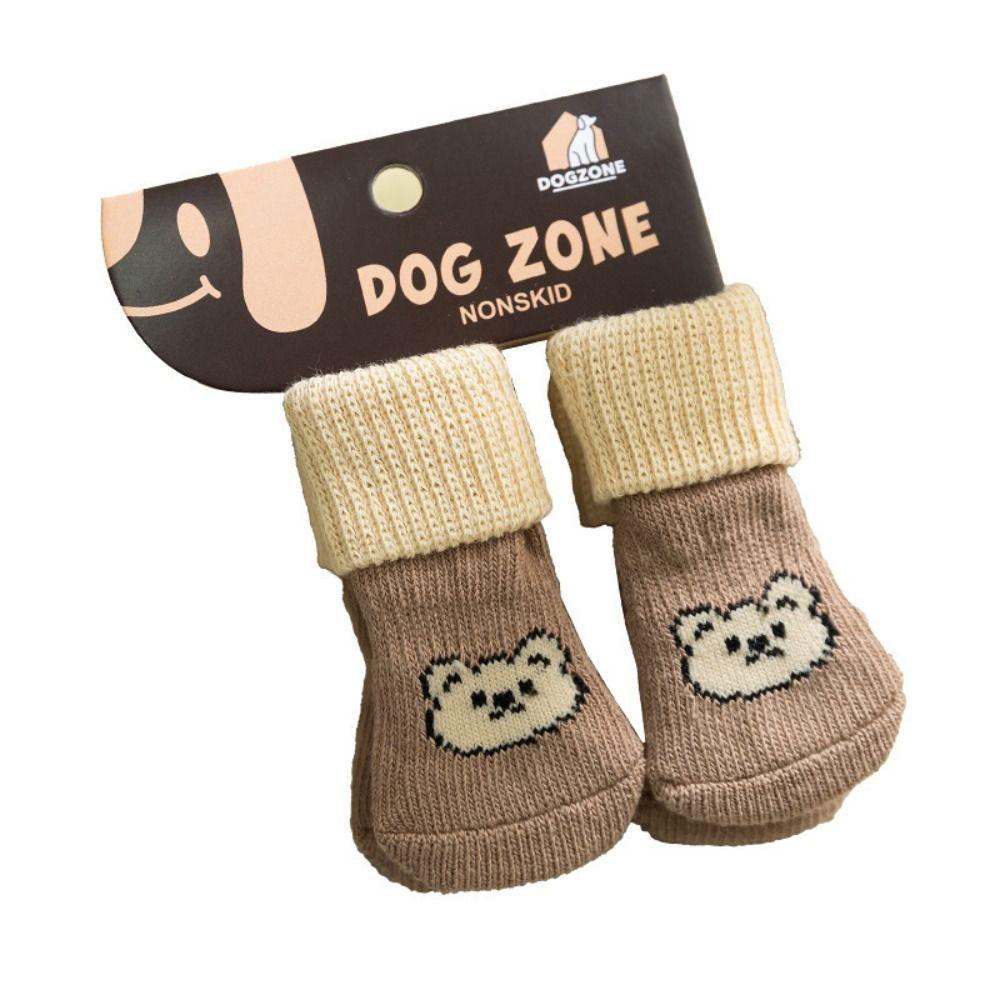 4Pcs Anti-Slip Knitted Socks Strong Grip Pet Paw Protector Premium Cozy Dog Socks  Indoor