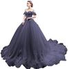 One-word Shoulder Tutu Dress Wedding Dress Birthday Party Art Test Performance Long Trailing Dress
