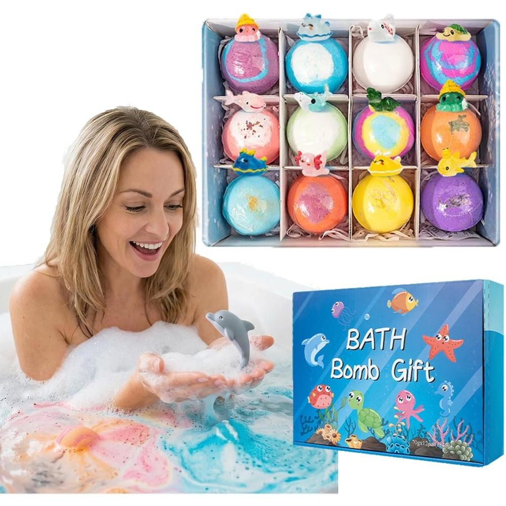 Easter Surprise Bath Balls, Rainbow Bath Ball Gift Set, Soothes Dry Skin, Dinosaur Egg and Ocean Theme Bath Balls