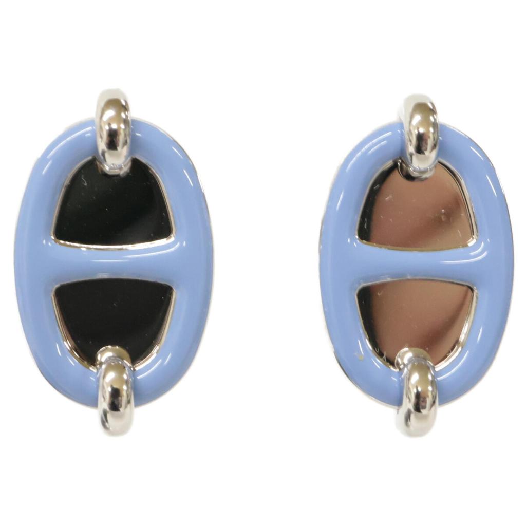 HERMES Excellent condition Chaine d'Ancre Mini Maillon earring Blue / SilverUsed