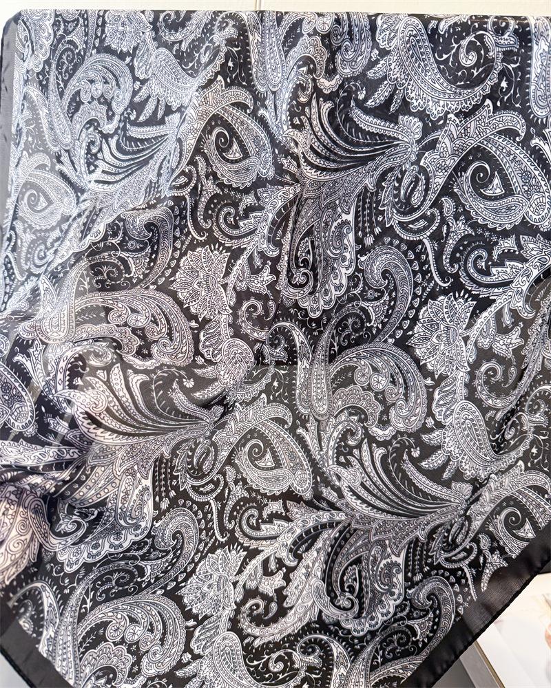 Women's Vintage Paisley Floral Square Scarf Soft Satin Shawl Small Handkerchief Neck Snood Hijab Headband Bandana