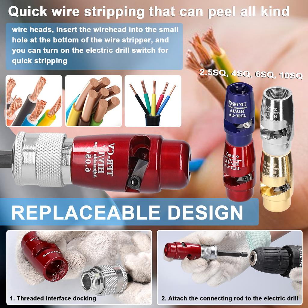 Multi-function Aluminum Alloy Electric Wire Stripper Cable Peeling Stripper Practical Rotary Stripping Tool