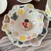 Retro Handmade Ceramic Tableware Underglaze Color Rice Bowl High Value Household Plate Breakfast Cup Dessert Plate Salad Bowl