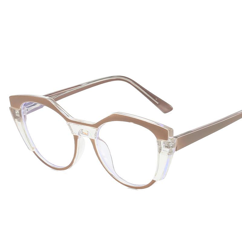 High Quality Women's Glasses Contrast Color Cat Eye Shape Computer Glasses Blue Light Blocking Decorative Glass