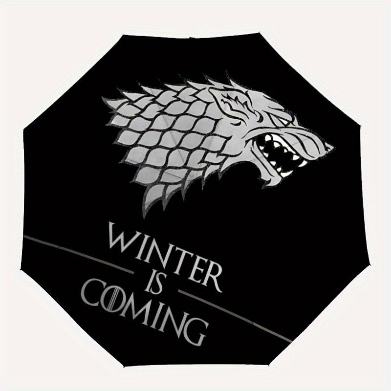 

1pc Winter is Coming Automatic Umbrella 8-Bone Design Compact Gear for Outdoor Travel, Perfect Gift for Friends or Family yy250822098