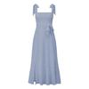 Women Summer Casual Sleeveless Spaghetti Strap A-Line Dress High Waist Long Split Solid Color Dresses