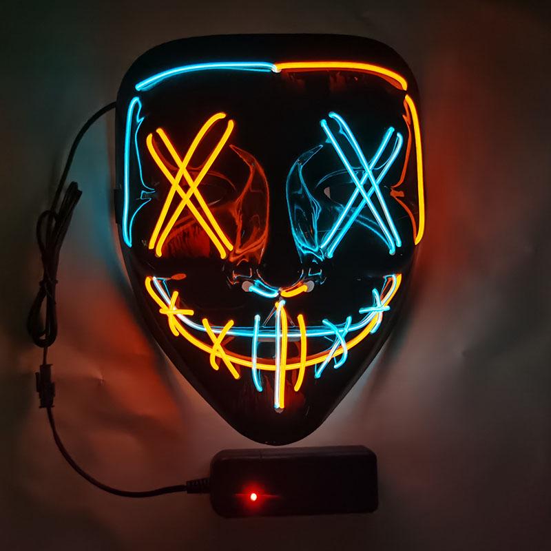 Black Ghost LED Sound-Control Mask - Luminous V Shape Halloween Prop