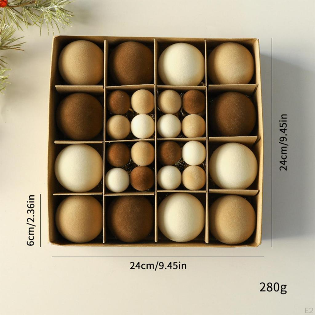 Flocked Xmas Balls Ornaments Christmas Tree Hanging Ball 6cm and 3cm Reusable Shatterproof for Party