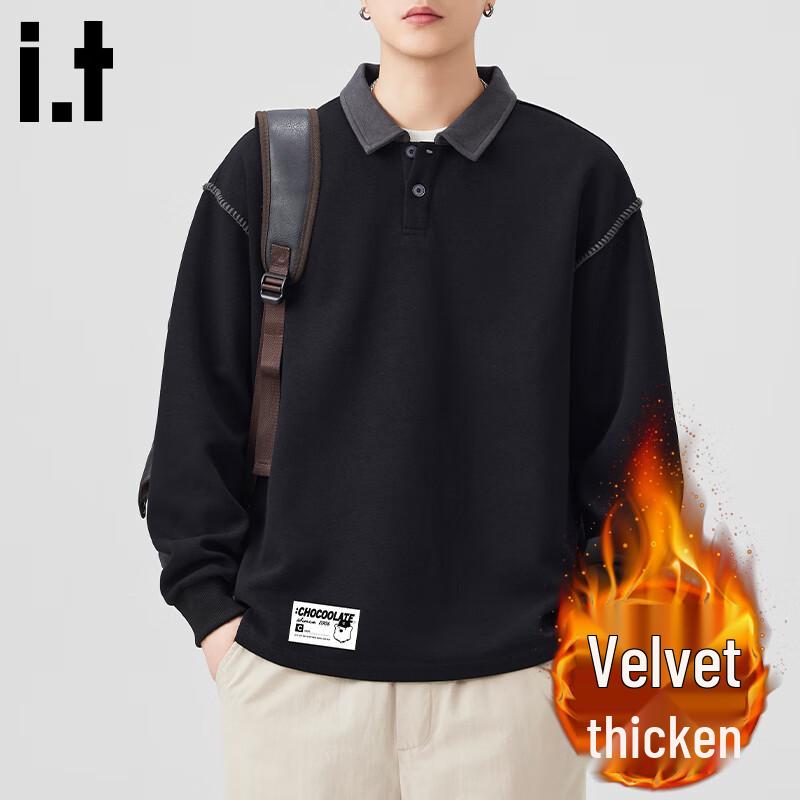 :CHOCOOLATEit Men's American Retro Loose Fit Polo Sweatshirt