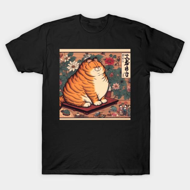 

Men Black Print T-shirt Garfield In Japanese Style 5/12 No-Cut Transfer Paper Print Cotton Tshirt 2XL чорний