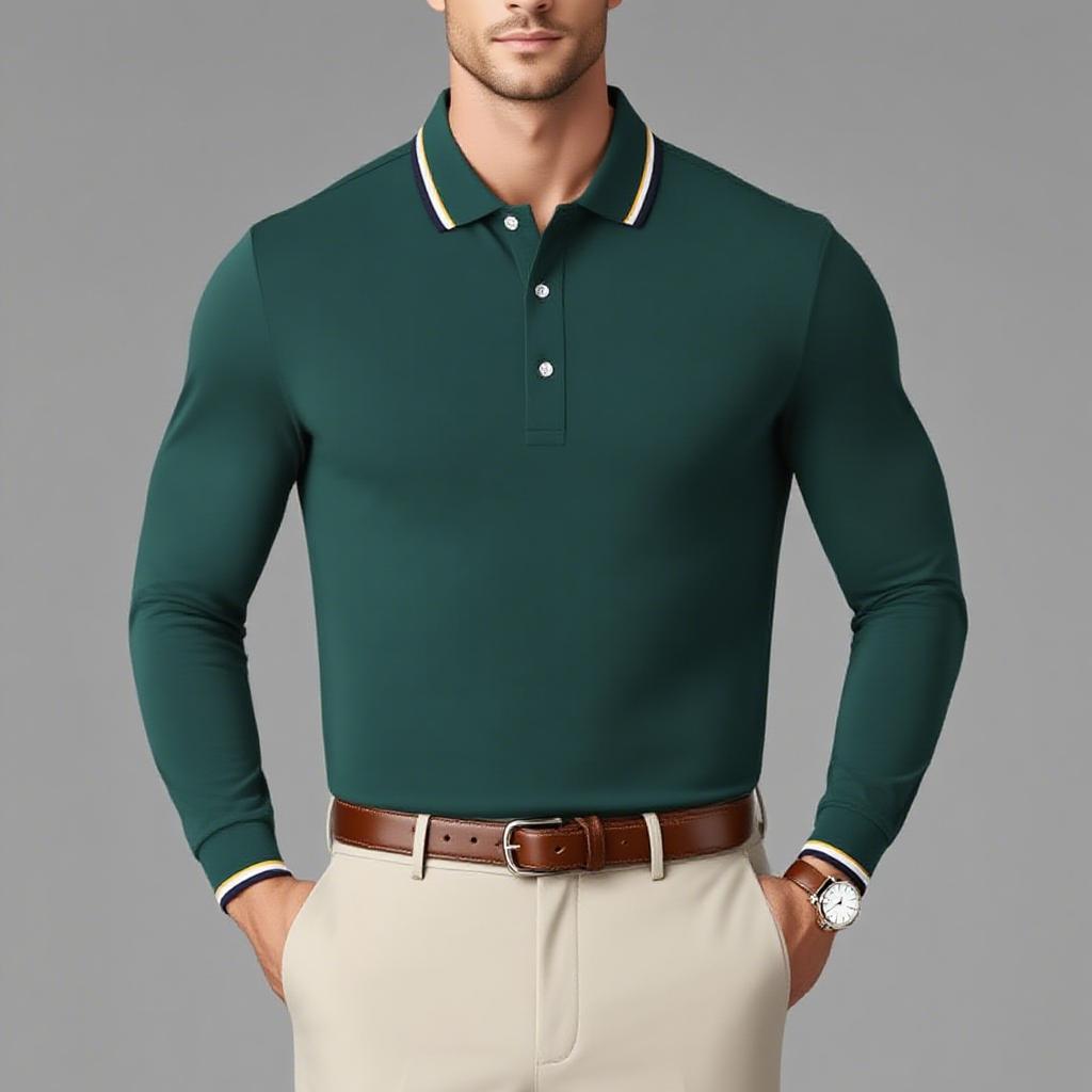 Men'S Clothing Brand Lapel Polo Shirt Long Sleeve T-Shirt High Quality Autumn Winter Solid Color Casual Breathable Top Unisex