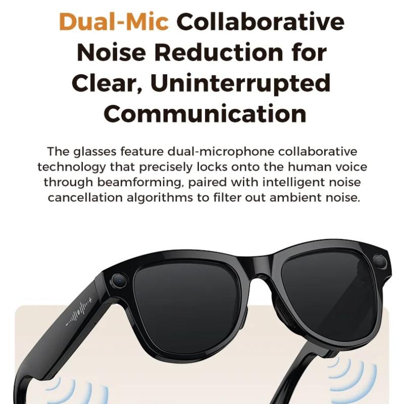 New AI Smart Glasses 800W HD Pixel Camera Video Recording Outdoor Sport Sunglasses Translation Voice Call Bluetooth Glasses Music Playback 32GB Memory