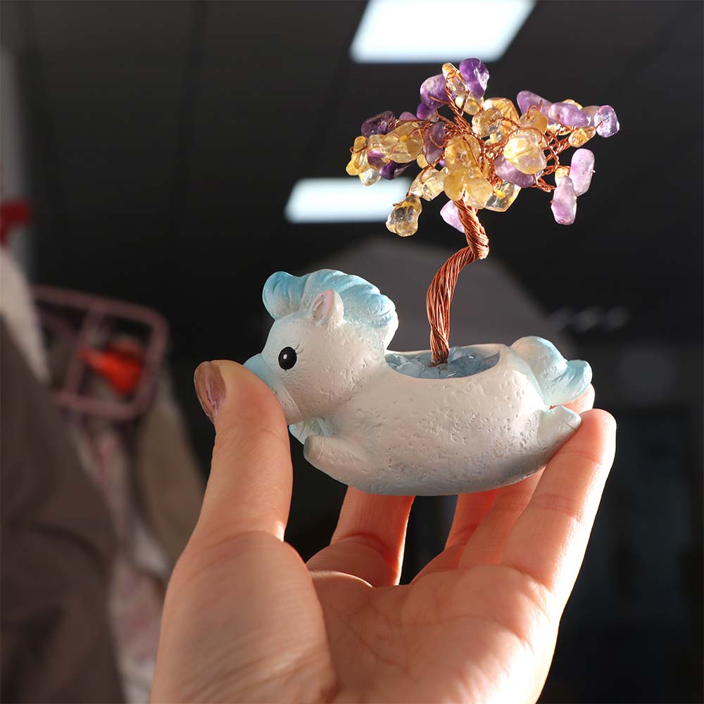 Cartoon Purple Crystal Money Tree Natural Crystal Desktop Ornament Home Decor