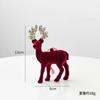 Christmas Reindeer Desktop Ornament Christmas Tree Decor Hanging Accessory Glittering Burgundy Flocked Deer Pendant Decoration