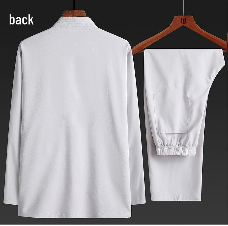 Men's Long-Sleeve Tang Suit: Chinese Style Casual Clothing for Middle-Aged and Elderly - Perfect for Morning Exercise