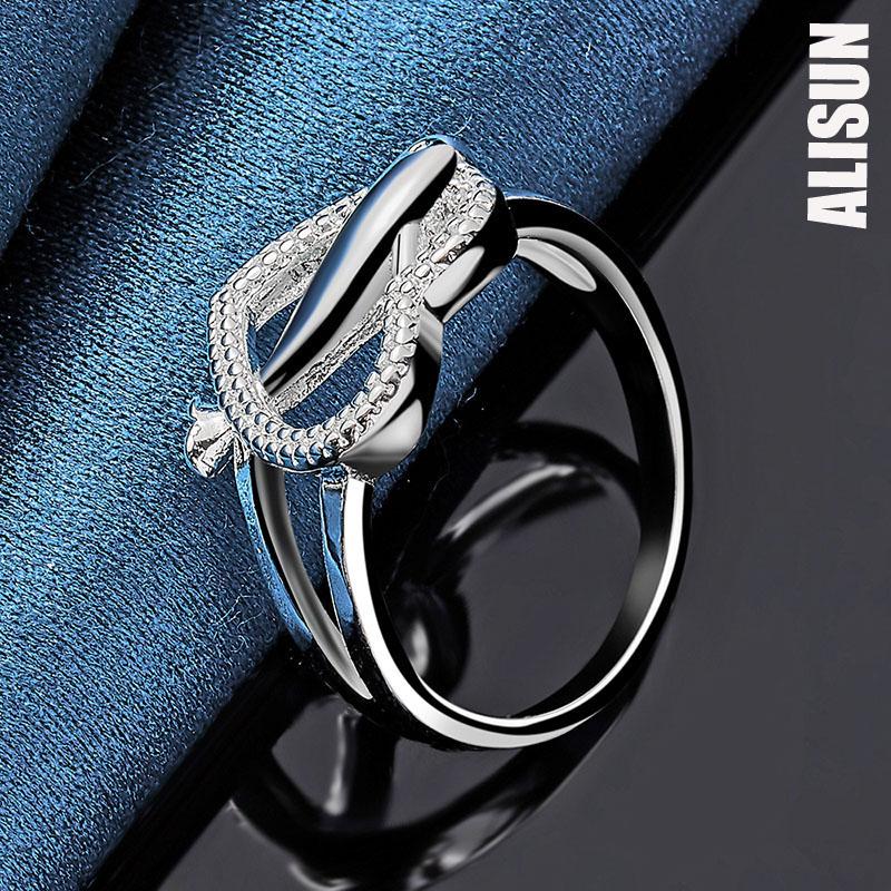 925 Sterling Silver Dolphin Heart AAA Zircon Ring Fashion Wedding Jewelry