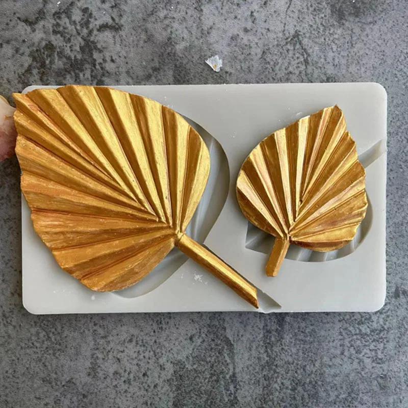 3D Mini Cattail Palm Fan Leaf Silicone Mold DIY Fondant Chocolate Cake Decoration Resin Mold Leaf Shape Kitchen Baking Tools