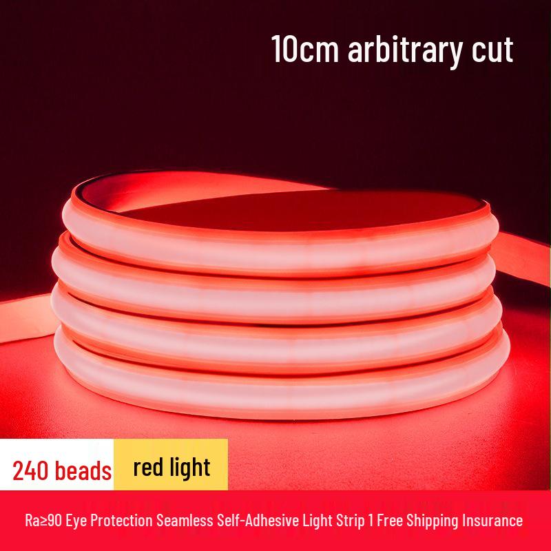 High Voltage 220V COB LED Strip Light: Super Bright, Waterproof, Self-Adhesive, Silicone-Coated for Home & Outdoor Use