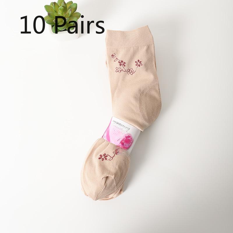 10 Pairs of Female Spring and Summer Old Style Old Fashioned Belt Heel Non Slip In Tube Stockings