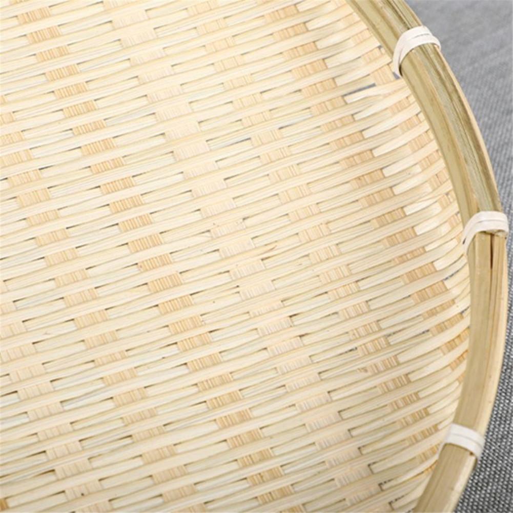 Bamboo Woven Basket Tray Flat Wicker Round Fruit Basket Woven Food Storage Shallow Tray Decorative Serving Tray for Home Kitchen