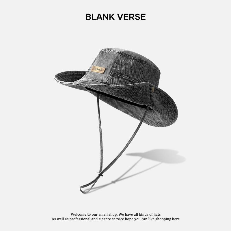 Denim Fischerhut Damen Sommer Sonnenschutz Hut Outdoor Camping Bergsteigen Hut Vertiefter und Vergrößerter Gesichtshut