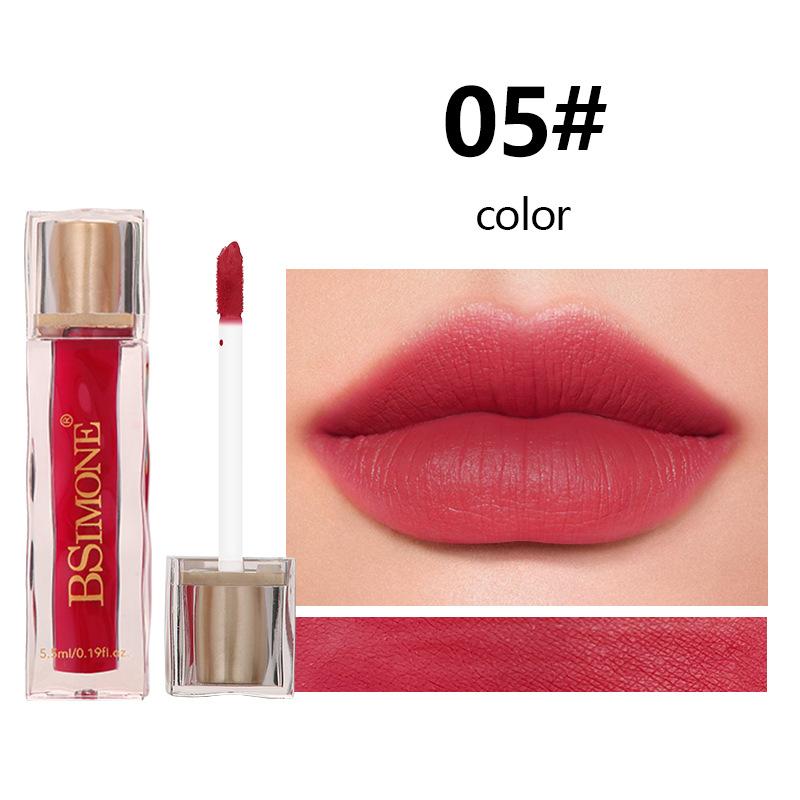 Bsimone Velvet Matte Lip Gloss Liquid Lipstick Sexy Lip Makeup Women Beauty Red Non Stick Cup Waterproof Lip Gloss Long Lasting 5