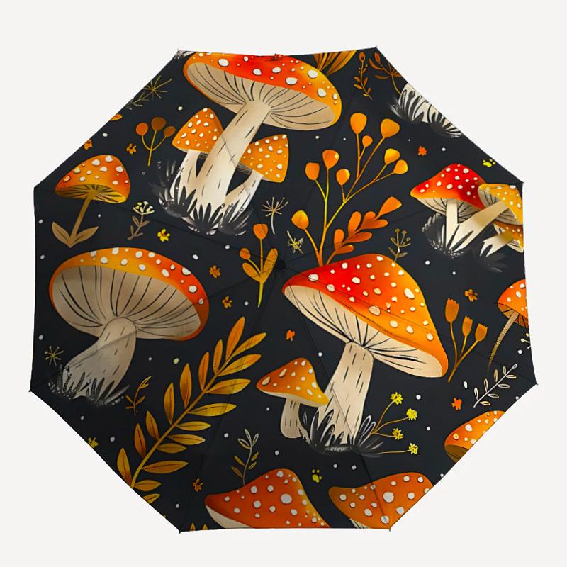 1pc Mushroom Pattern Automatic Umbrella - Automatic Opening And Closing, Sturdy Iron Frame, Formal Occasions Yy251018183