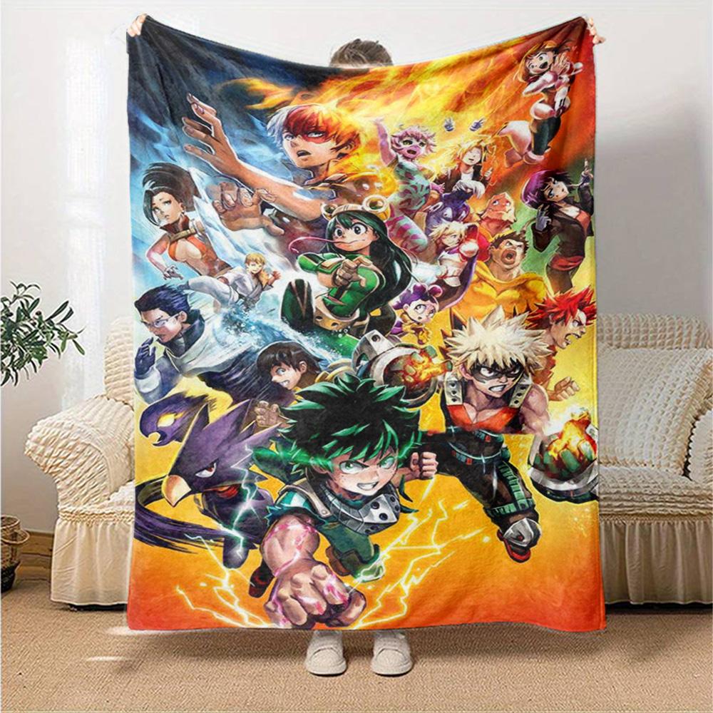 Heroic Anime Characters Flannel Blanket Super Soft Warm Cozy Blanket For Sofa Bed Office Travel Allseason Home Decor Gift