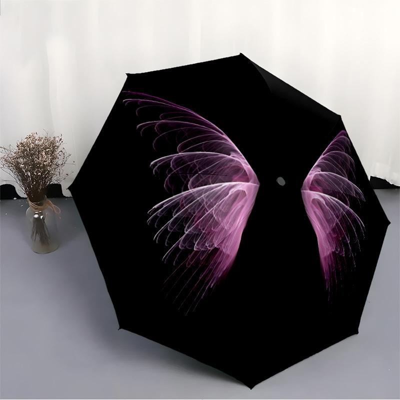 1pc Wings, Pink Folding Umbrella | Elegant Design, Fashionable Accessory, Durable Construction, Sturdy Ribs yy251107047