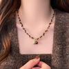 Französische Tigeraugen-Perlenkette mit Erdnuss: Elegante & Exquisite Schlüsselbein-Kette für Damen