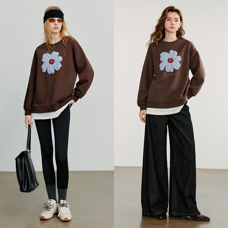 Chuyu Women's Color-Block Faux Two-Piece Floral Sweatshirt