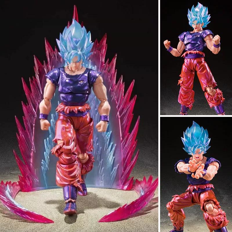 16cm SHF Dragon Ball Super Saiyan Blue Goku Kaioken Energy Effect Articulated Action Figure Battle Damaged Model Anime Toy Gifts