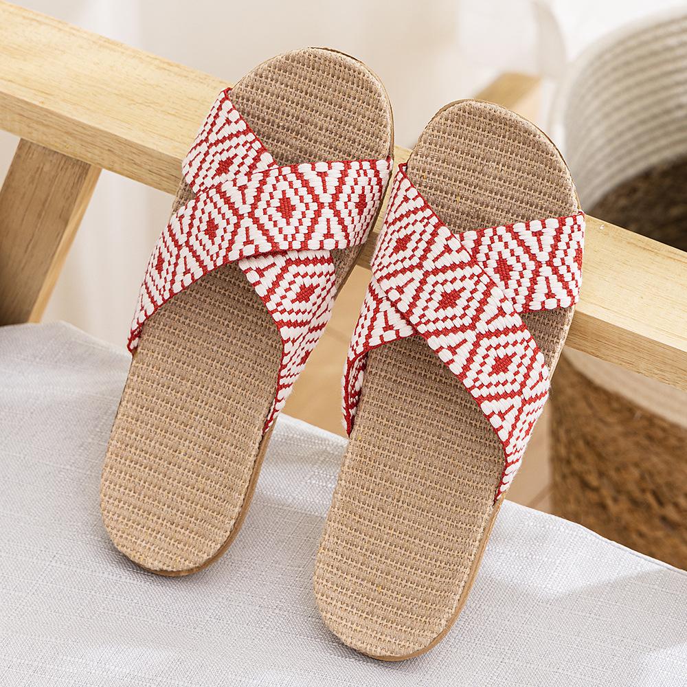 Four Seasons Women's Linen Deodorant Anti-slip Indoor/Outdoor Silent Slippers