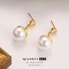 Elegant Retro Pearl & Zircon Round Earrings - High-End, Light Luxury Design